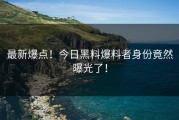 最新爆点！今日黑料爆料者身份竟然曝光了！