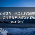 真正的关键在：吃瓜51的隐藏选项不神秘，关键是隐私选项怎么理解（真的不夸张）