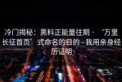 冷门揭秘：黑料正能量往期 · ‘万里长征首页’式命名的目的 - 我用亲身经历证明