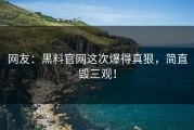 网友：黑料官网这次爆得真狠，简直毁三观！