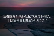 速看围观！黑料社区本周爆料曝光，全网疯传真相热议评论区炸了