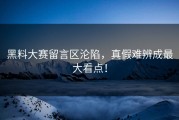 黑料大赛留言区沦陷，真假难辨成最大看点！