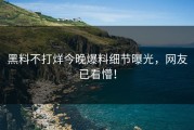 黑料不打烊今晚爆料细节曝光，网友已看懵！