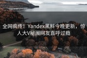 全网疯传！Yandex黑料今晚更新，惊人大V秘闻网友直呼过瘾
