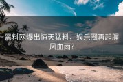 黑料网爆出惊天猛料，娱乐圈再起腥风血雨？