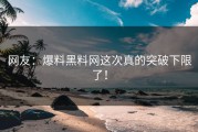 网友：爆料黑料网这次真的突破下限了！