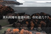 黑料网曝年度爆料榜，你知道几个？