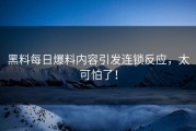 黑料每日爆料内容引发连锁反应，太可怕了！