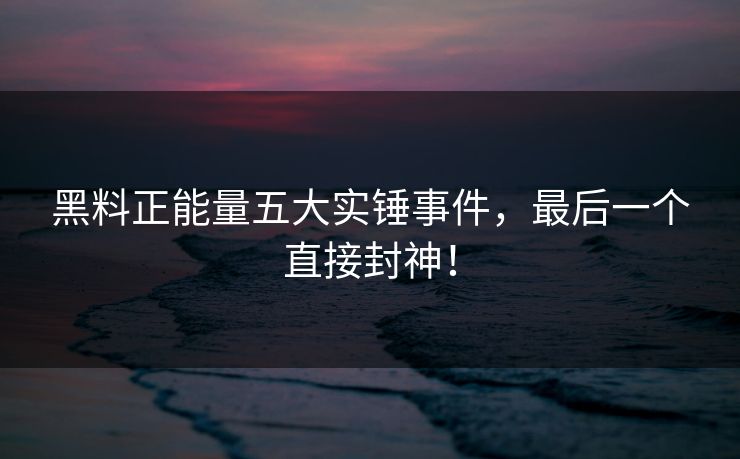 黑料正能量五大实锤事件，最后一个直接封神！