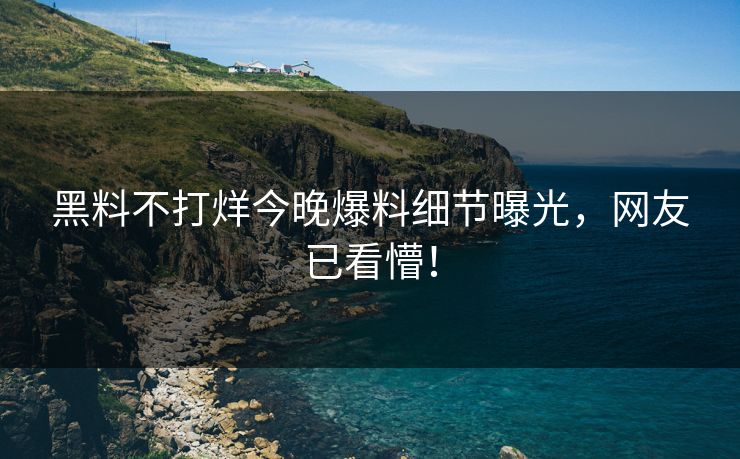黑料不打烊今晚爆料细节曝光，网友已看懵！