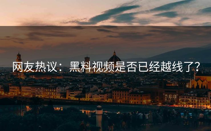 网友热议：黑料视频是否已经越线了？