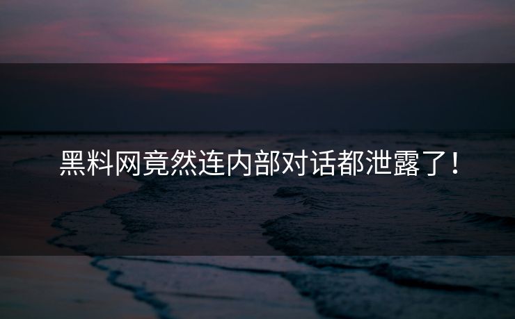 黑料网竟然连内部对话都泄露了！