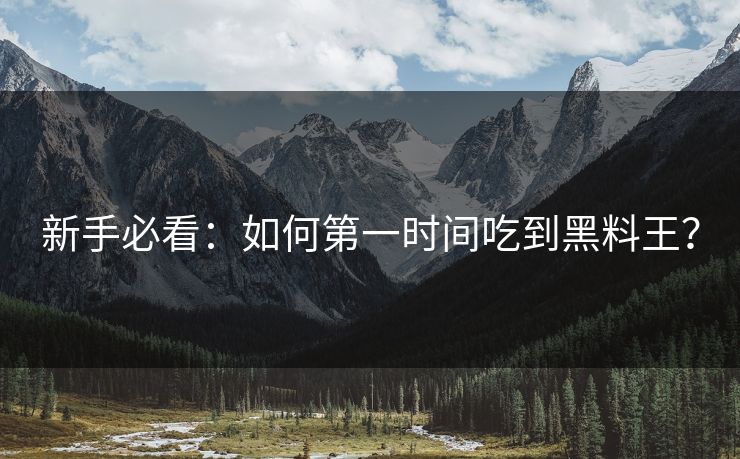 新手必看：如何第一时间吃到黑料王？