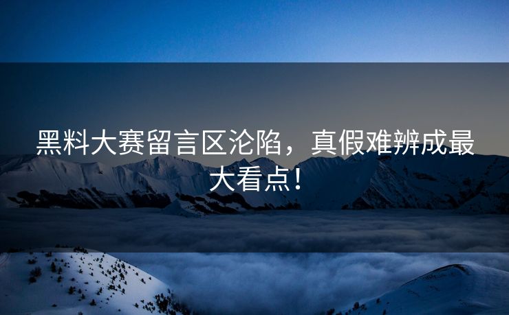 黑料大赛留言区沦陷，真假难辨成最大看点！